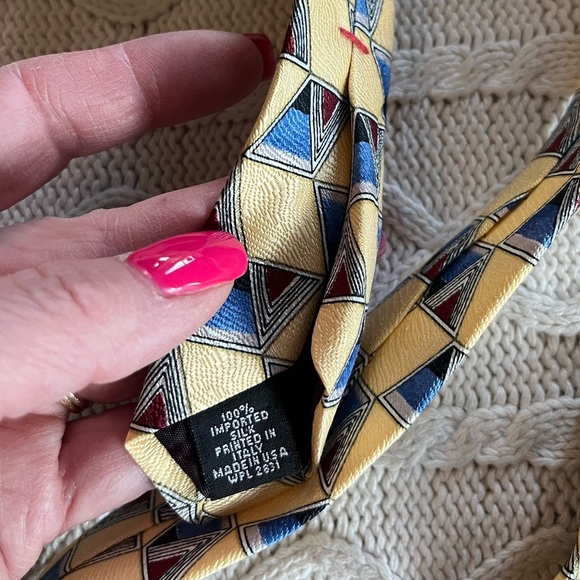 Gianfranco Ruffini Italy Yellow & Blue Silk Tie - Picture 7 of 9